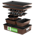 Nonstick Stackable Bakeware Set Brown 8-Piece Oven Safe Baking Tray