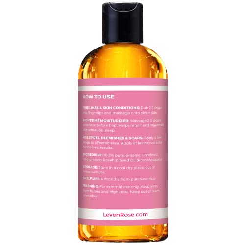 Rosehip Seed Oil for Face & Body - 16 oz Cold-Pressed Unrefined Nourishing Oil - Nighttime Moisturizer for Skin, Hair & Nails - Pack of 1
