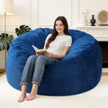 5FT Large Blue Bean Bag Chair for Adults - Washable Cover & Memory Foam