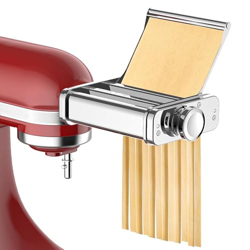 COFUN 3-in-1 Pasta Maker Attachment for KitchenAid Mixer, Metallic Silver