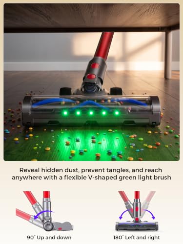 Vellarina Cordless Stick Vacuum Cleaner - Red, 600W, 55KPa, 70Min Runtime
