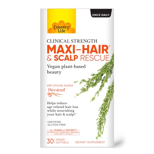 Country Life Maxi-Hair & Scalp Rescue – Plant-Based Hair Loss Support, 30 Softgels