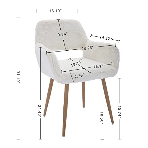 KCC White Desk Chair No Wheels Vanity Makeup Chair for Living Room - 1PC