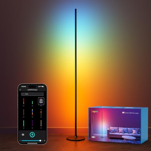 Lepro OE1 RGBICW Smart Corner Floor Lamp 1000LM App-Controlled Black