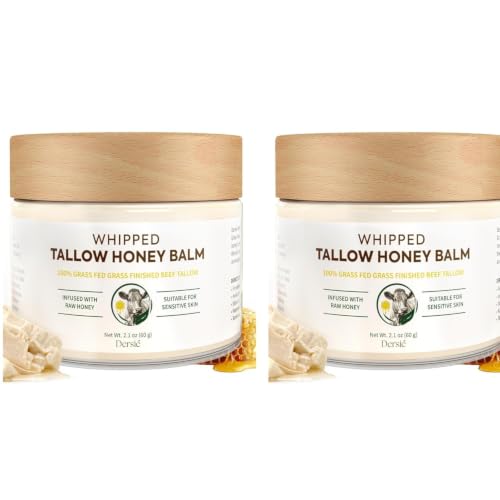 Dersie Tallow Honey Balm – 2-Pack, 100% Grass-Fed Tallow with Manuka Honey for Dry, Sensitive & Mature Skin