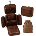 PageA Men's Travel Toiletry Bag - Compact Hanging Dopp Kit with Water-Resistant PU Leather
