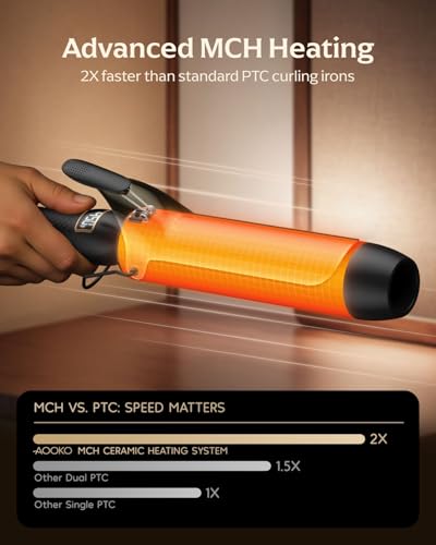 Large Barrel Curling Iron for Long Hair - 2 Inch Professional Wand with 12 Temp Settings