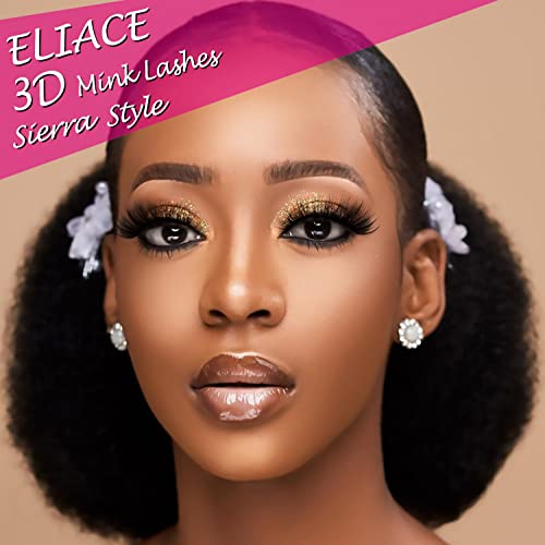 Eliace False Eyelashes 15 Pairs Lashes Natural look Cat Eye Lashes Wispy, 3D Mink lashes Fluffy Long Thick, Fake Eyelashes Cross Wispy Volume Lash Soft Reusable Dramatic, Sierra Style