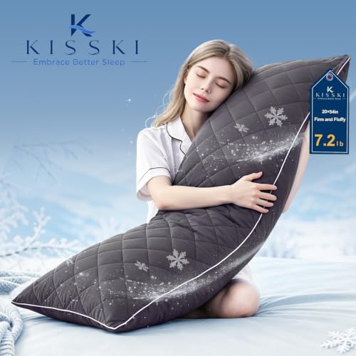 KISSKI Cooling Body Pillow for Adults Dark Gray Adjustable Memory Foam Long Pillow