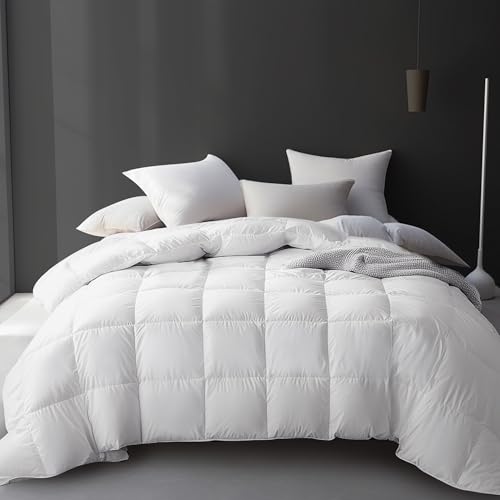 Light Warmth King Size Goose Feather Down Fiber Comforter - Hotel Quality