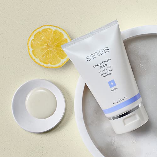 Sanitas Skincare Lemon Cream Duo, Enriching Cleanser and Facial Scrub, Vitamin C, Vitamin E, Jojoba Oil