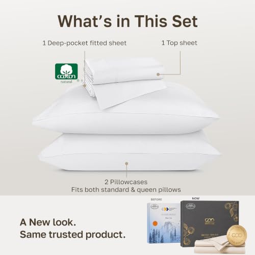 California Design Den Luxury 800TC Queen Bed Sheets Set Bright White