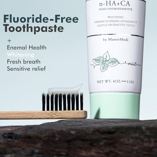 Nano Hydroxyapatite Toothpaste with Xylitol - Fluoride & SLS Free, Whitening & Sensitive Care, Magic Mint, 4 oz Pack of 3 - A