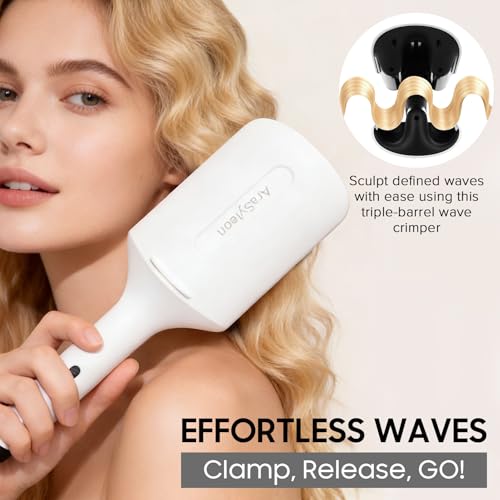 AraSyleon Deep Wave Hair Crimper & Beach Wave Curling Iron, Negative Ion