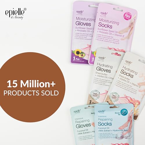 Epielle Hydrating Hand & Foot Masks with Moisturizing Socks & Gloves - Self Care Spa Kit, 6 Pairs