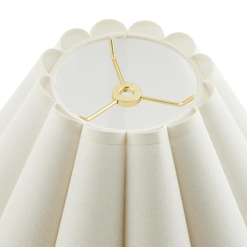 Cream Linen Empire Box Pleated Lamp Shade - 6" Top x 16" Bottom x 10" Slant, Spider Fitter, Large