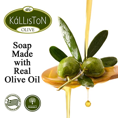 Kalliston, Aloe Vera Olive Soap, with Pumice Stone, Natural Organic Ingredients, Spa Soap Bars, Product of Greece, 4.5oz Each, Pack of 4