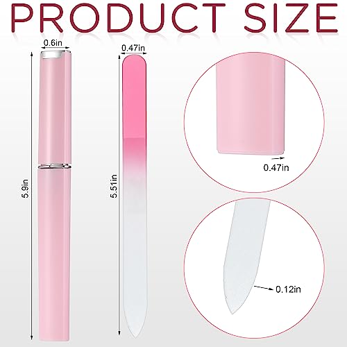 Lasnten 24 Pcs Crystal Glass Nail Files with Case Bulk Manicure for Women Mom Professional Glass Nail File Double Sided, Mothers Day 12 Colors