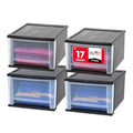 IRIS USA 17 Qt 4-Pack Medium Stackable Drawer Storage Organizer Black