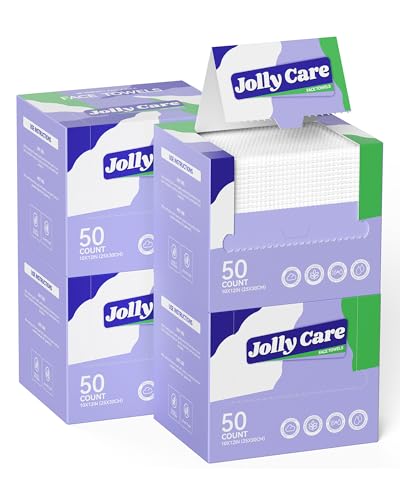 Disposable Face Towels 10 x 12 Inches - 50 Count (4 Pack) - Soft, Dry & Wet Use