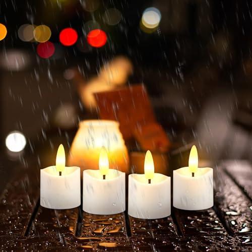 HL Rechargeable Waterproof LED Flameless Tea Lights 12pcs - Yellow 3D
