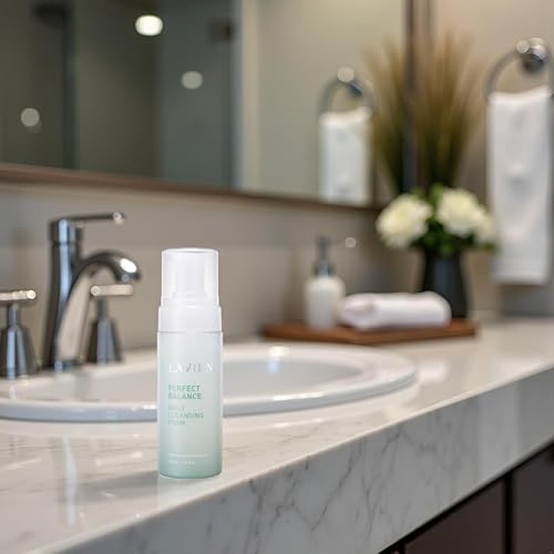 LAVIEN Perfect Balance Daily Cleansing Foam - Face Wash, Mild Bubble Foam Cleanser, Makeup Remover, All Skin Types - 5.97 Fl Oz. (150ml) Bottle