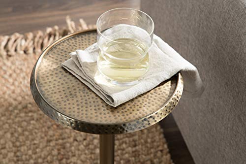 Bohemian Side Table with Hammered Top - Gold, 9x9x23 Inches