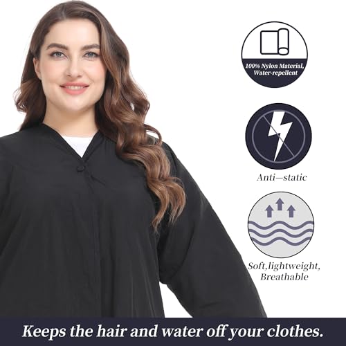 Salon Client Gown Robe Cape with Snap Closure - Kimono Style Hair Salon Smock