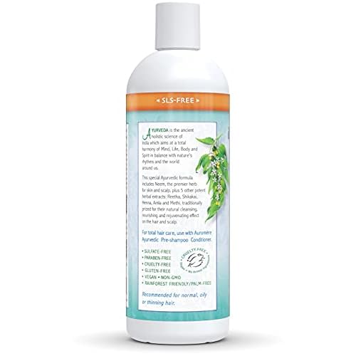 Auromere Ayurvedic Shampoo, Neem + 5 - Vegan, Cruelty Free, Non-GMO, Natural, Gluten Free, Sulfate Free, Paraben Free for Normal to Oily Hair (16 fl oz), 2 Pack