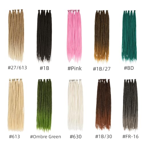 Forest Moss Green Ombre Dreadlock Extensions 24 Inch, 50 Strands - Single Ended