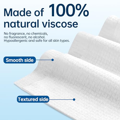 600 Count Disposable Biodegradable Face Towels - Gentle Makeup Remover & Travel Wipes - HOMERHYME Variation of 1 Pack