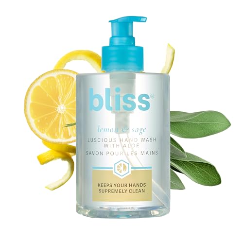 Bliss Lemon & Sage Hydrating Hand Wash 12.14 Oz - Gentle Moisturizing Soap with Aloe & Coconut Oil - Daily Use