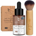Self Tanning Drops & Kabuki Face Brush - Made with Natural and Organic Ingredients, Light Face Tanning Drops to Add to Lotion, Moisturizing Bronzing Drops for Face & Body, Toxin Free Face Tanner