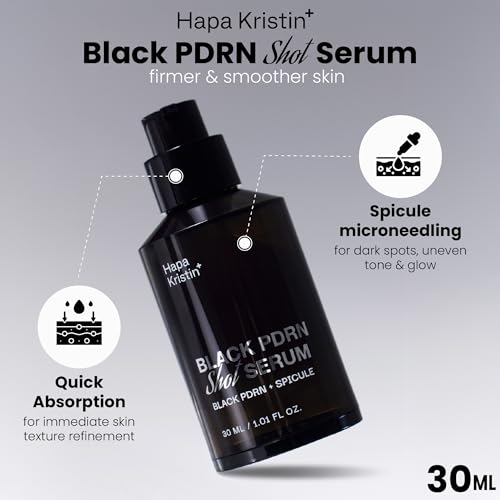 HAPA KRISTIN Black PDRN Shot Serum, Spicule Microneedling for Dark Spots, Uneven Tone, Elasticity, Firming, Glow, Strengthen the Skin Barrier, 1.01 FL OZ