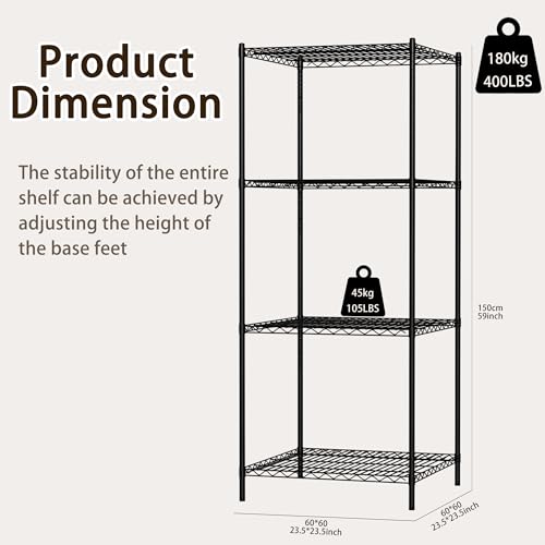 4 Tier Metal Wire Corner Shelf Rack - Adjustable Storage Organizer, 23.5 Inch