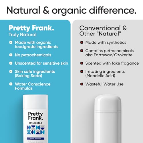 Pretty Frank Natural Aluminum-Free Deodorant Stick Unscented 2.7 Ounce Pack of 2