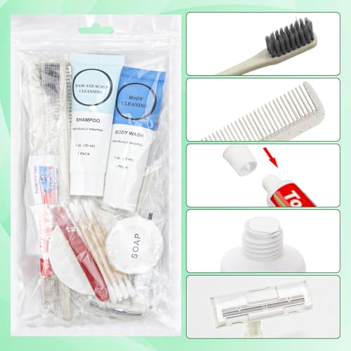 60 Pack Travel Toiletry Kits for Homeless Personal Hygiene, Bulk
