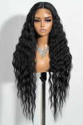 30 Inch Wavy Lace Front Wig for Women - Deep Part Natural Hair with Baby Hair - Black Variation