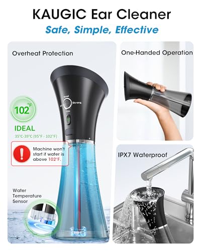 KAUGIC Ear Cleaner with Camera & Irrigation - Black, Overheat Protection