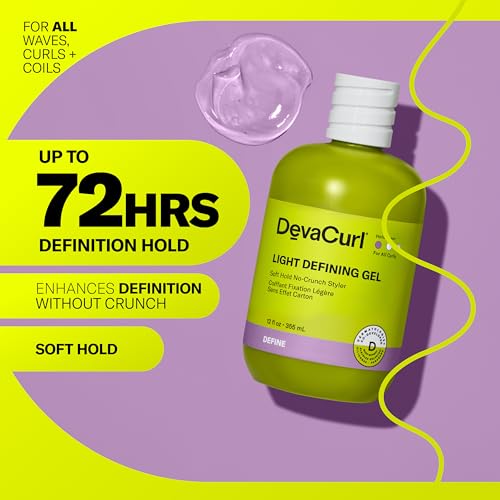 DevaCurl Light Defining Gel - Soft Hold Non-Crunch Curl Styler 12 fl oz - Natural Texture, Frizz Control, Vegan