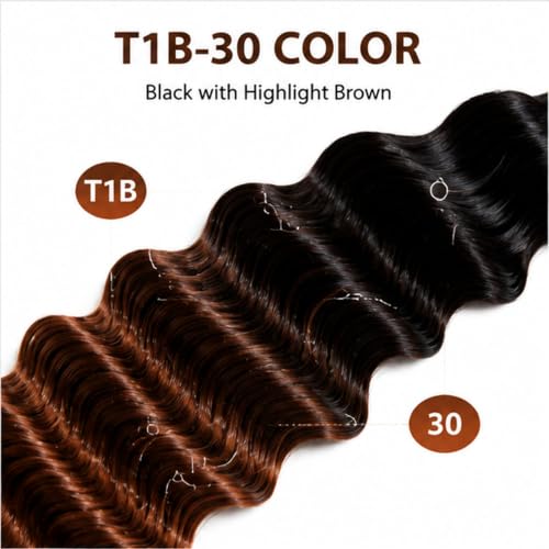 Biliisyff Ombre Deep Wave Human Hair Bundles 8-12 Inch T1B/30 Brown Variation