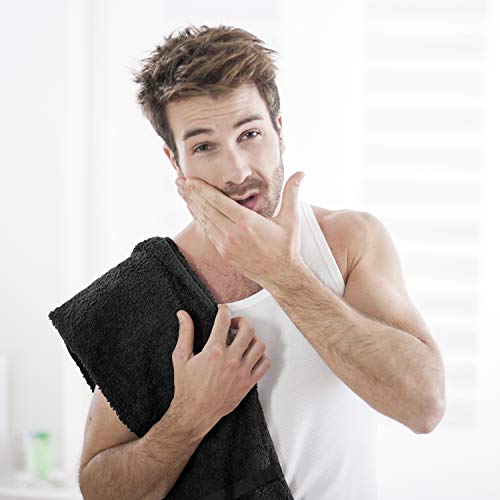 12 Pack Salon Towels - Black 16x27 Inch 100% Cotton Hair & Spa Towels