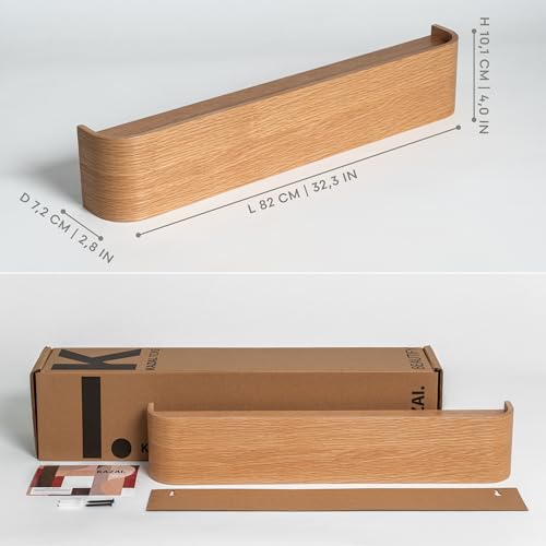 Wall-Mounted Coat Rack with 8 Hooks and Hidden Wall Hooks - Oak Finish