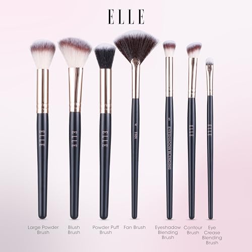 ELLE - Professional Eye & Face Set, Soft Synthetic Bristles, Travel-Friendly, 10-Piece