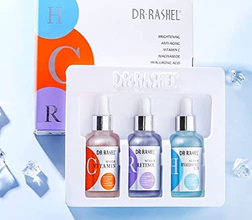 Vitamin C Retinol Hyaluronic Acid Face Serum Set - Moisturizing & Repair, 3 Pack
