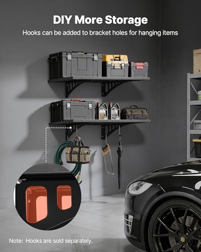 Heavy Duty Wall Mounted Garage Shelving 2 x 3 ft Steel Storage Racks - 560 lbs Capacity