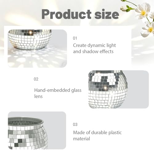 6 Pcs Disco Ball Vase Set - Silver Mirror Plastic Centerpieces for Wedding & Party Decor - Variation 6