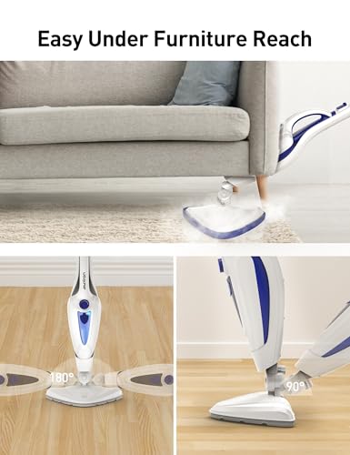 Aspiron 12-in-1 Steam Mop with Aquamarine Variation, 1500W Handheld Steam Cleaner