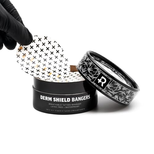 Recovery Derm Shield Bangers 3" Tattoo Bandages, Waterproof, Latex-Free, Tub of 100