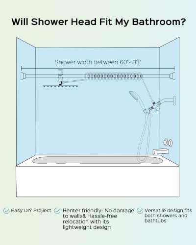KaiwayInno Chrome Rainfall Shower Head & Handheld Combo with Adjustable Slider, 2-in-1 Dual Shower System